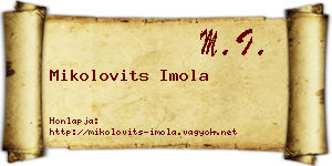 Mikolovits Imola névjegykártya